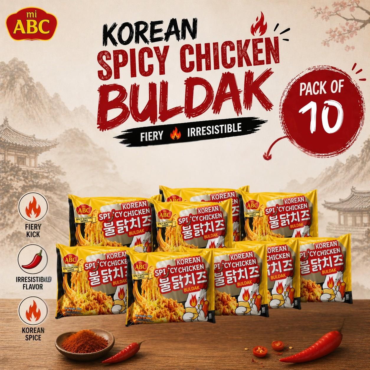 Abc Korean Spicy Chicken Buldak Pack Of 10