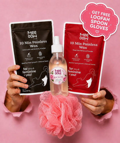 Duo Pack Mee Oow Club 10 Min Painless Hair Removal Powder – Rose & Chocolate 150g Each