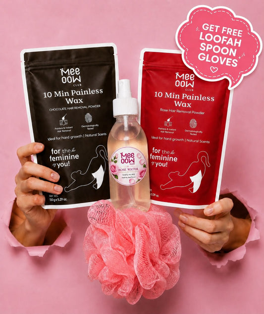 Duo Pack Mee Oow Club 10 Min Painless Hair Removal Powder – Rose & Chocolate 150g Each
