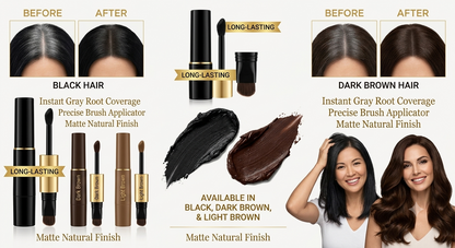 Instant Gray Root Touch Up Stick – Waterproof Hairline & Root Concealer (Dark Brown)