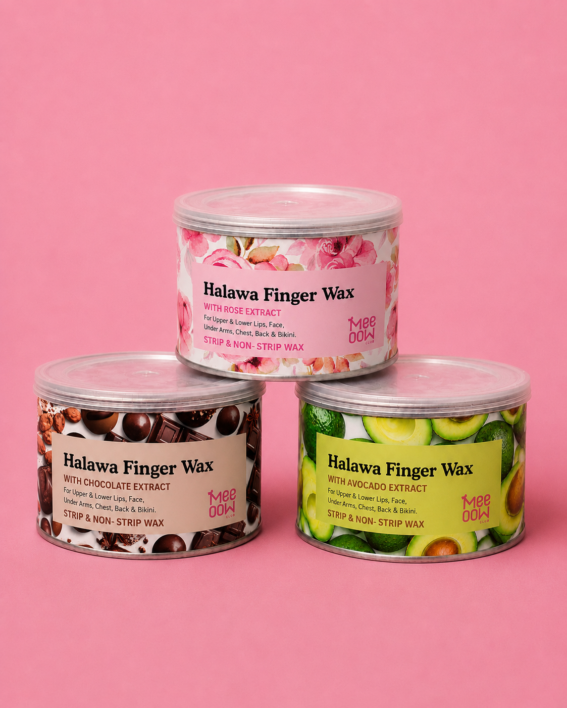 Halawa Finger Wax – Rose, Chocolate & Avocado Variants (500ML EACH)