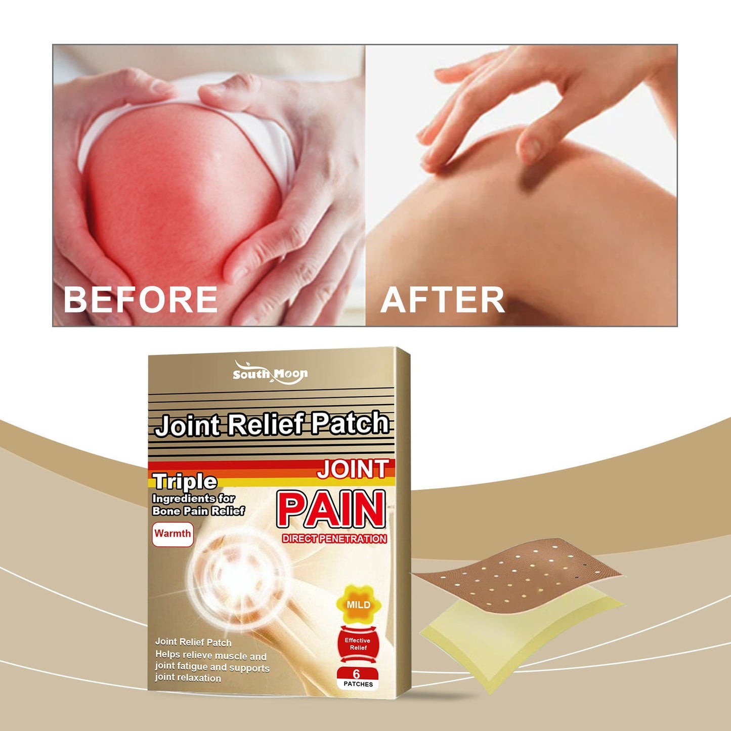 South Moon Joint Relief Patch – Warming Comfort Patches for Knee, Back, Shoulder & Muscle Support