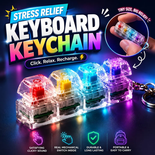 The Clicky Matrix: 4-Key Mechanical Switch Fidget Keychain (LED Light-Up)