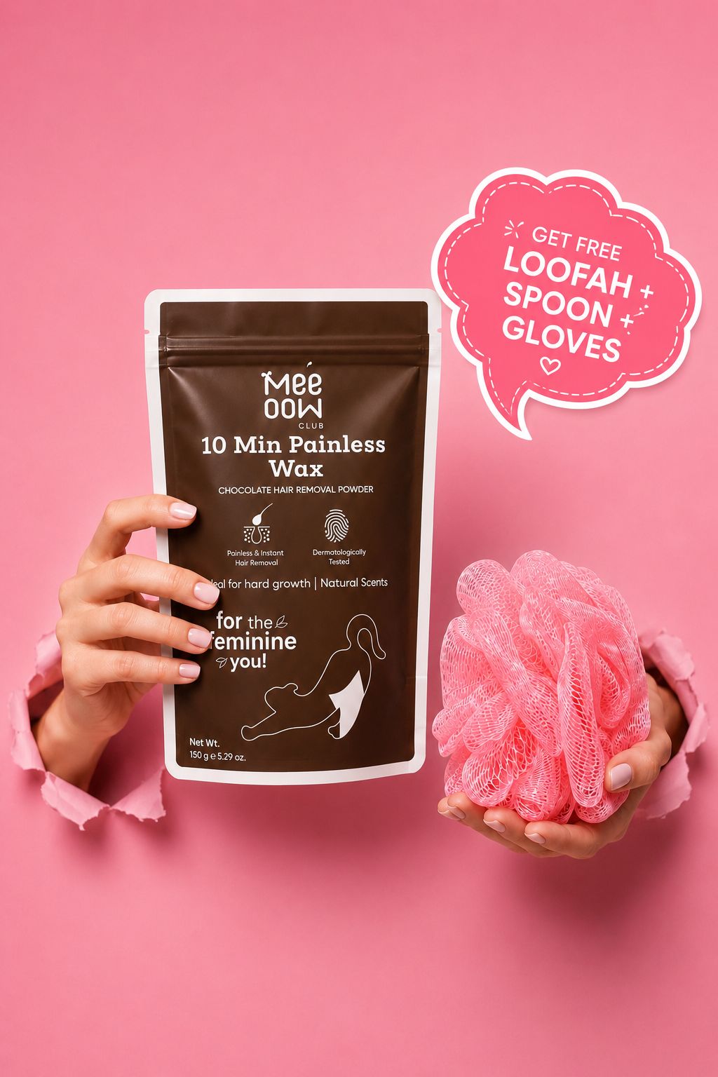 Mee Oow Club 10 Min Painless Hair Removal Powder – Rose 150g